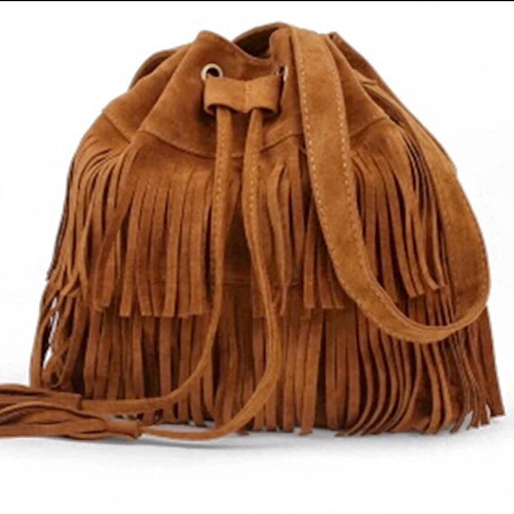 Retro Faux Suede Fringe Hobo Large Boho Handbag
